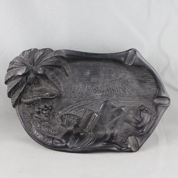Vintage Coco Joe's Ashtray - Coco Joe on the Beach - Made with Lava - Picture 1 of 5